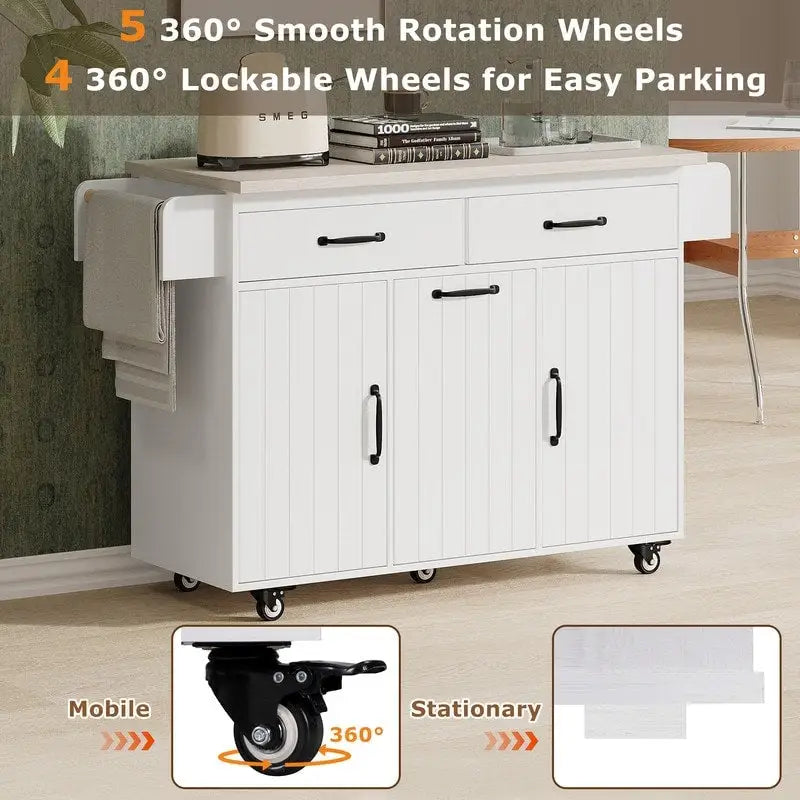 Alger Kitchen Island with Trash Can Storage Cabinet