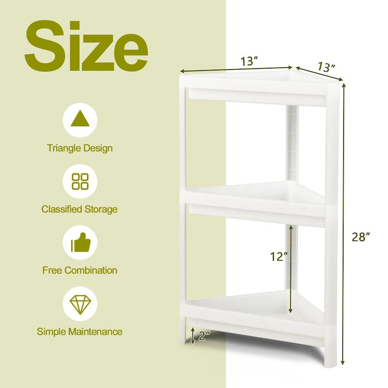 2-Pack 3-Tier Detachable Floor Corner Shower Shelf with Counter Corner