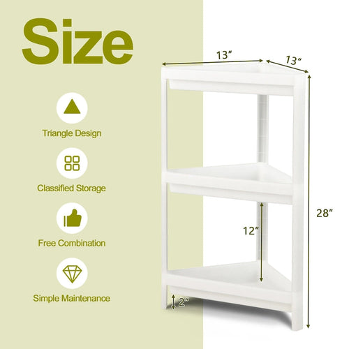 2-Pack 3-Tier Detachable Floor Corner Shower Shelf with Counter Corner