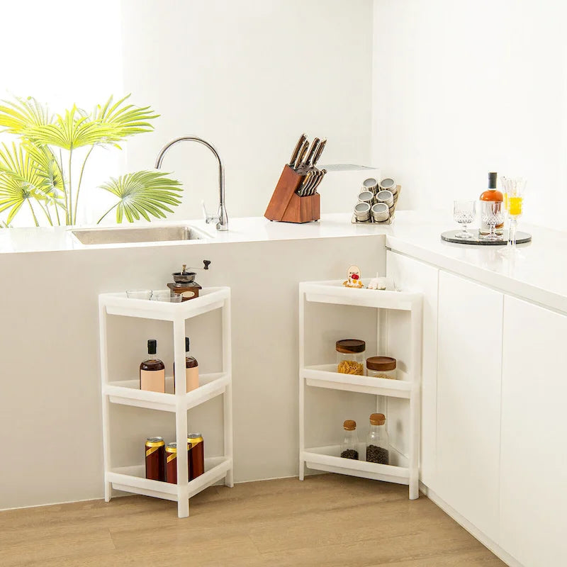 2-Pack 3-Tier Detachable Floor Corner Shower Shelf with Counter Corner
