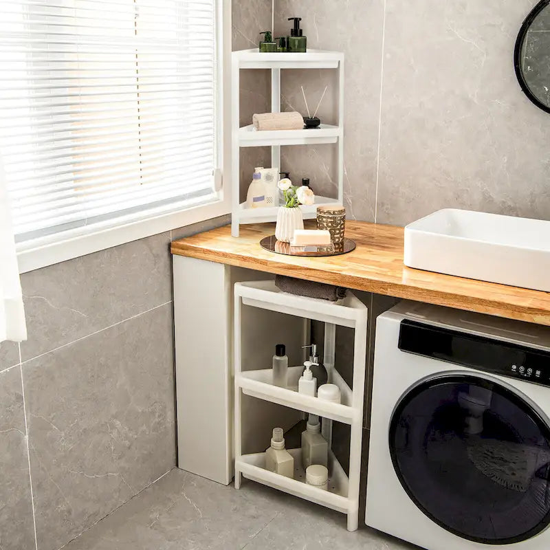 2-Pack 3-Tier Detachable Floor Corner Shower Shelf with Counter Corner