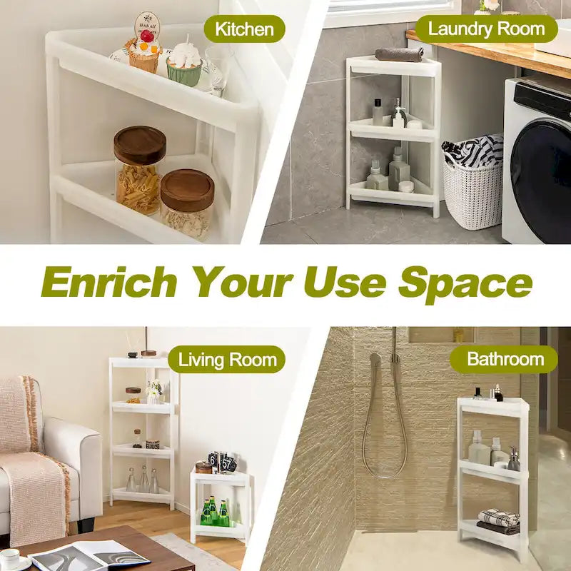 2-Pack 3-Tier Detachable Floor Corner Shower Shelf with Counter Corner