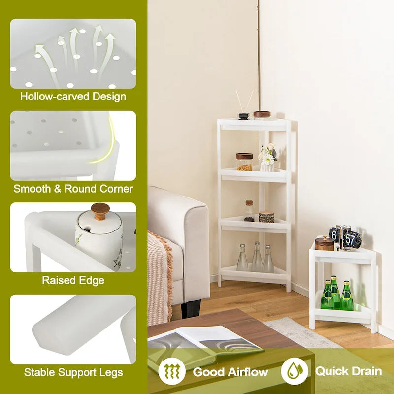 2-Pack 3-Tier Detachable Floor Corner Shower Shelf with Counter Corner