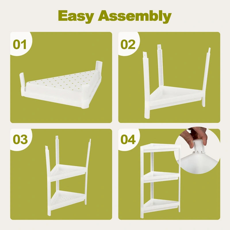 2-Pack 3-Tier Detachable Floor Corner Shower Shelf with Counter Corner