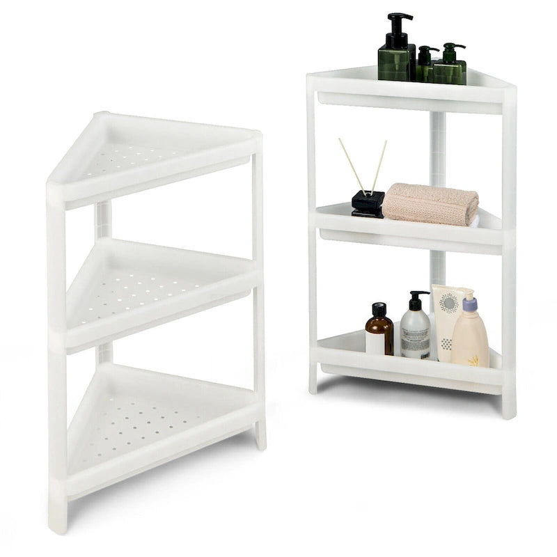2-Pack 3-Tier Detachable Floor Corner Shower Shelf with Counter Corner