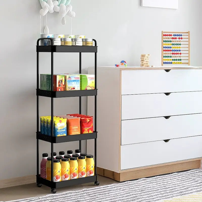 Storage Cart, Shelf Organizer Mobile Shelving, Multifunction Movable Storage Organizer