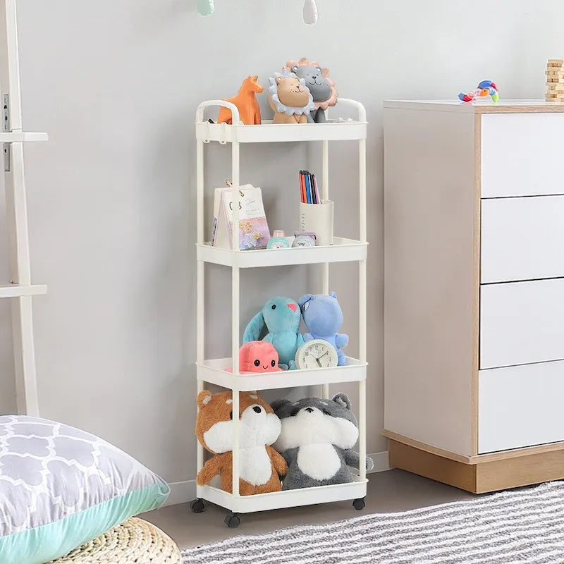 Storage Cart, Shelf Organizer Mobile Shelving, Multifunction Movable Storage Organizer