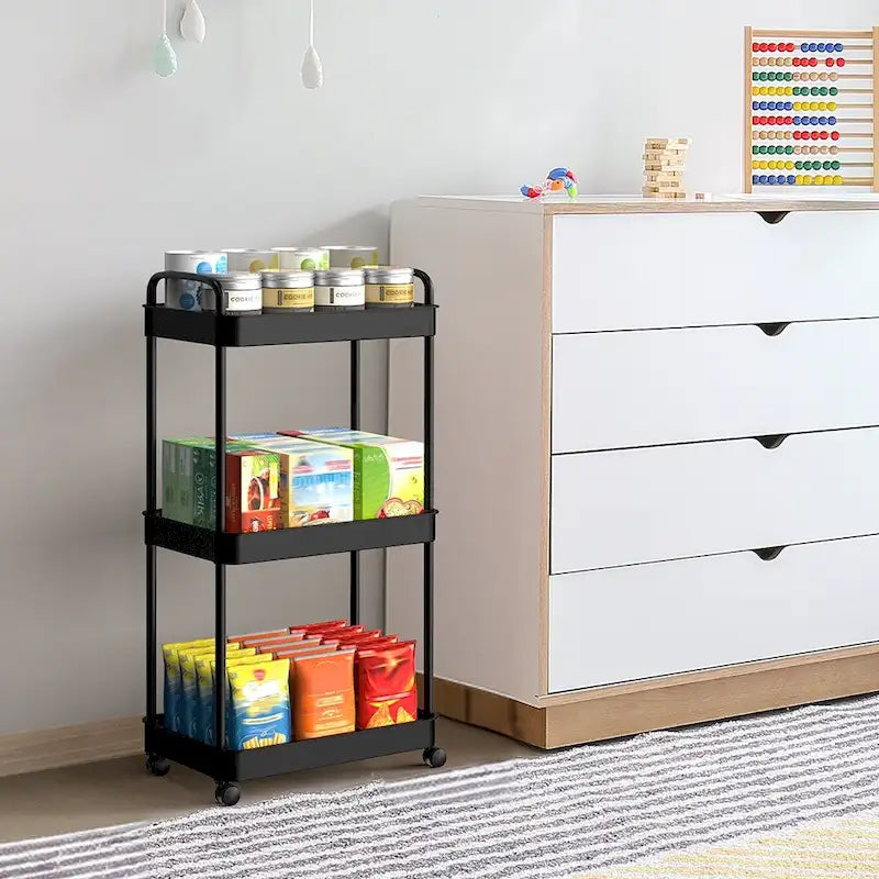 Storage Cart, Shelf Organizer Mobile Shelving, Multifunction Movable Storage Organizer