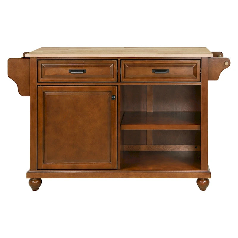 Natural Wood Top Kitchen Island with Storage