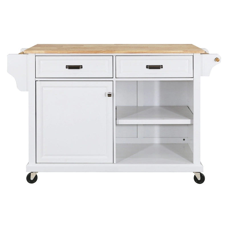 Natural Wood Top Kitchen Island with Storage