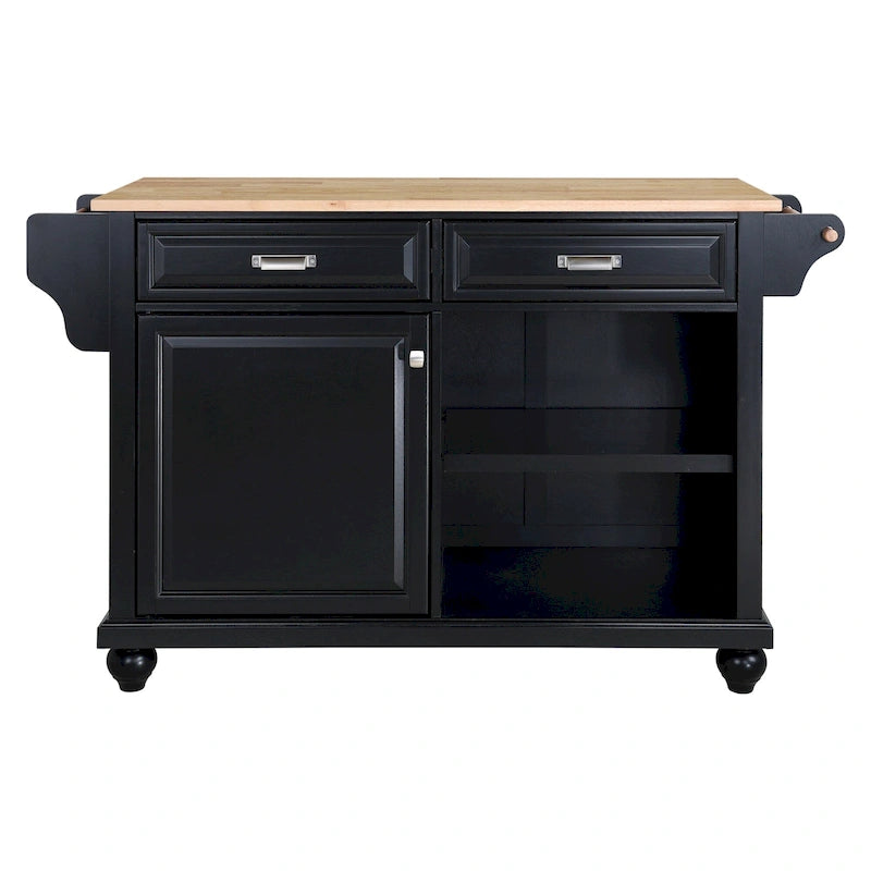Natural Wood Top Kitchen Island with Storage