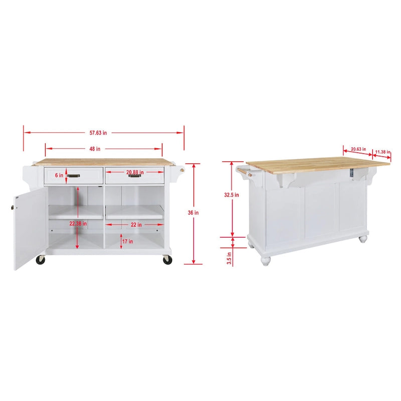 Natural Wood Top Kitchen Island with Storage