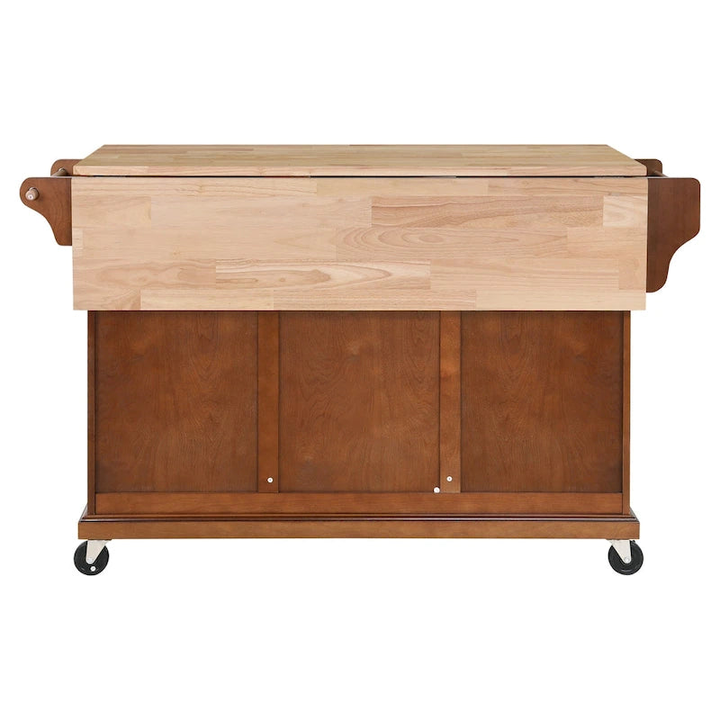 Natural Wood Top Kitchen Island with Storage