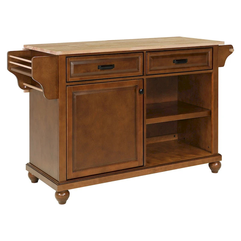 Natural Wood Top Kitchen Island with Storage