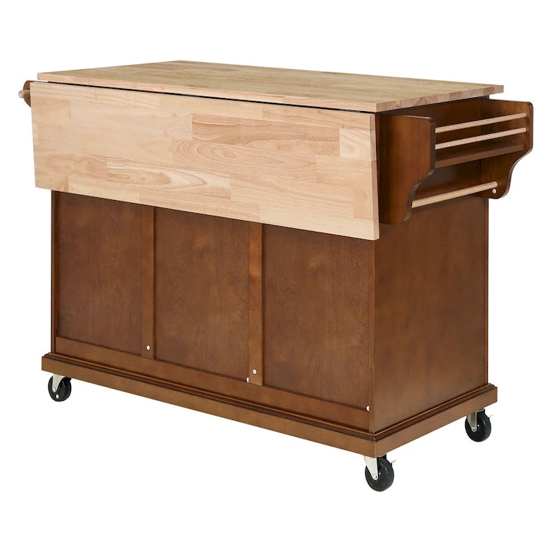 Natural Wood Top Kitchen Island with Storage