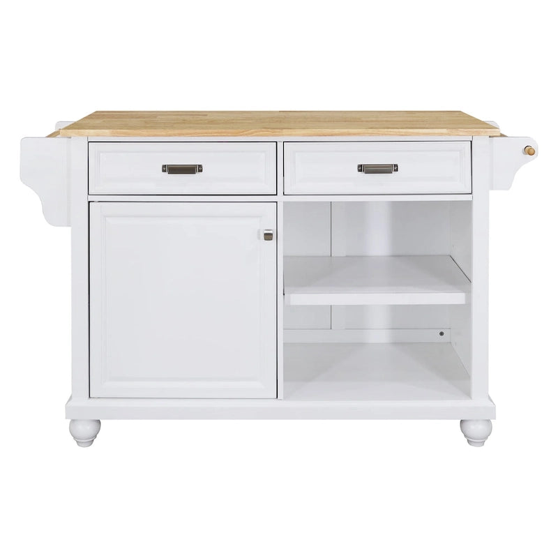 Natural Wood Top Kitchen Island with Storage