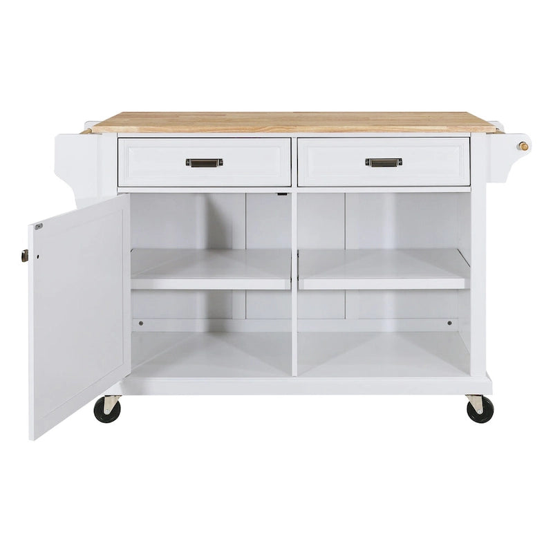 Natural Wood Top Kitchen Island with Storage