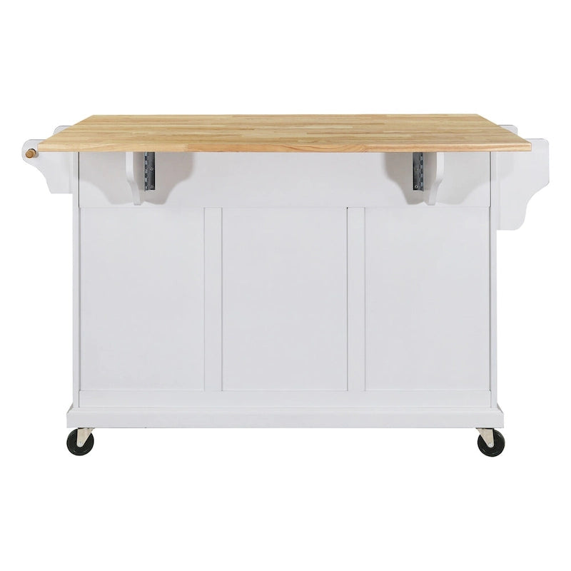 Natural Wood Top Kitchen Island with Storage