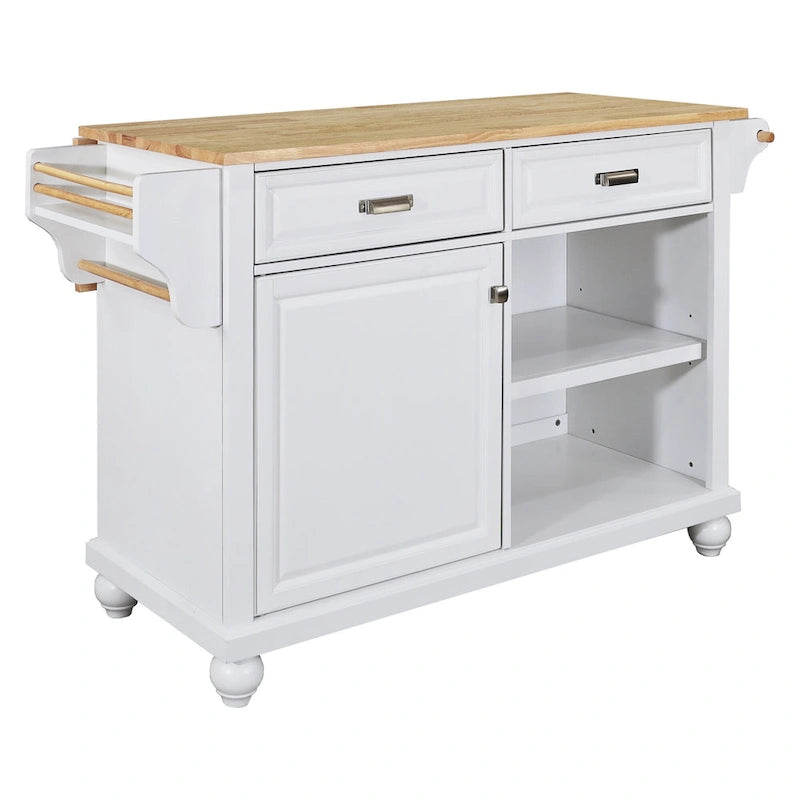 Natural Wood Top Kitchen Island with Storage
