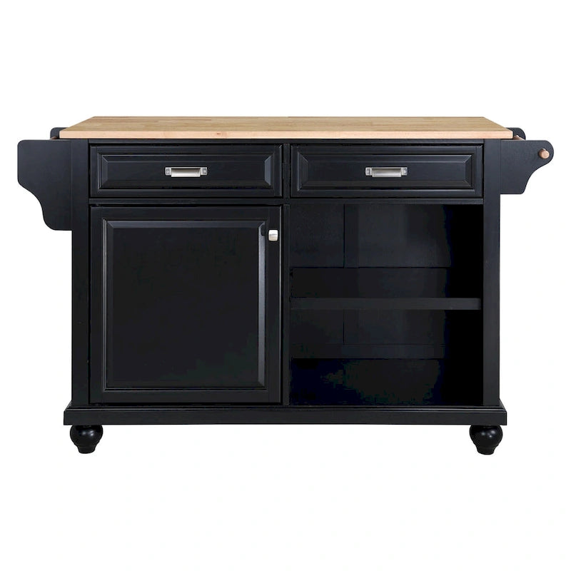 Natural Wood Top Kitchen Island with Storage