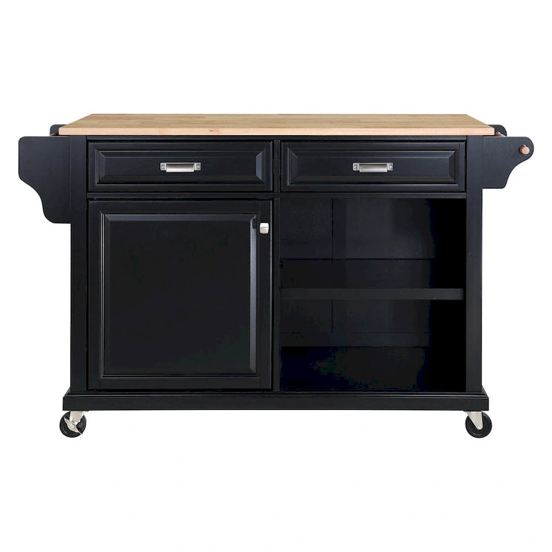 Natural Wood Top Kitchen Island with Storage