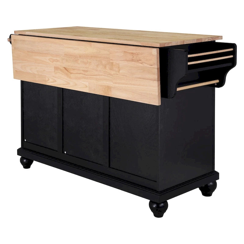 Natural Wood Top Kitchen Island with Storage