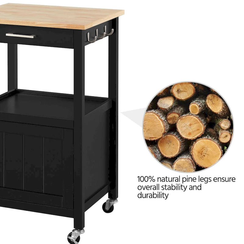 Rolling Kitchen Cart Storage Island with Shelves, Drawer & Locking Wheels