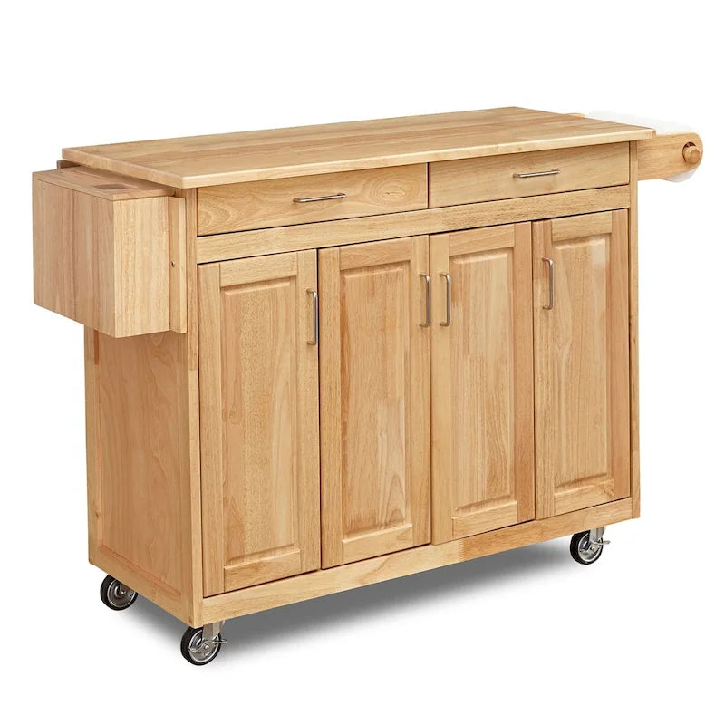 Brown Wood Kitchen Cart with Open Shelves and Classic Storage Design
