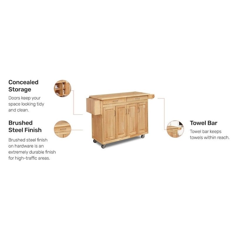 Brown Wood Kitchen Cart with Open Shelves and Classic Storage Design