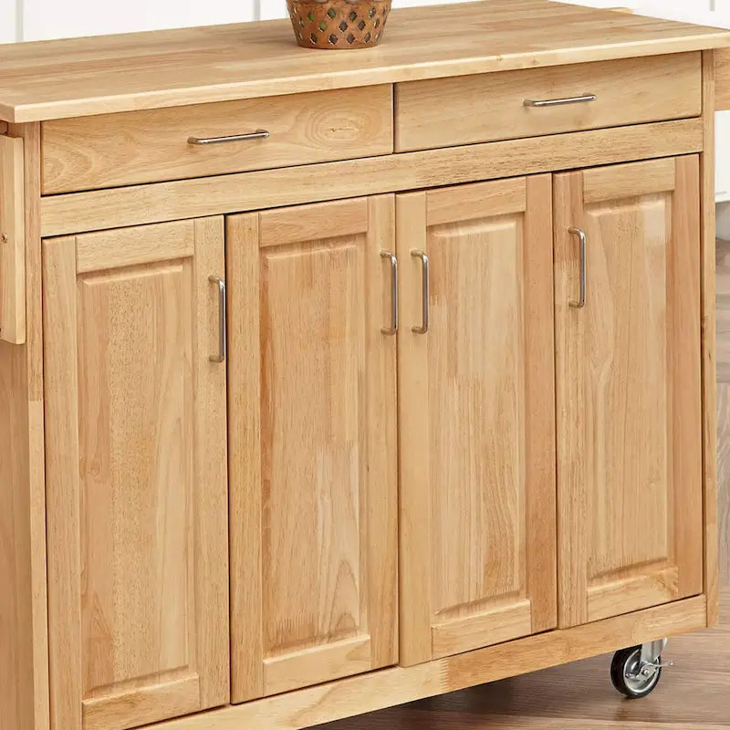 Brown Wood Kitchen Cart with Open Shelves and Classic Storage Design