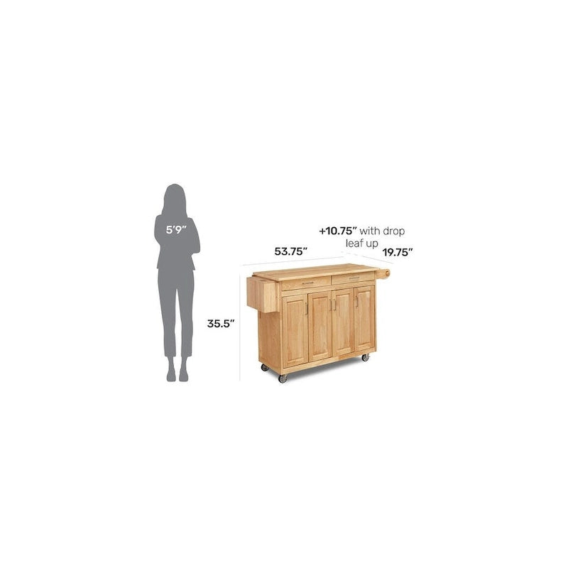 Brown Wood Kitchen Cart with Open Shelves and Classic Storage Design