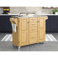 Copper Grove Puff Island Natural Finish Black Granite Top Kitchen Cart