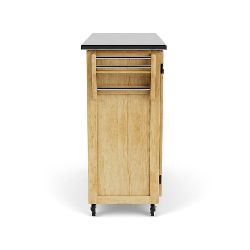 48" Natural Finish Kitchen Cart with Black Granite Top, 4 Drawers & Spice Rack