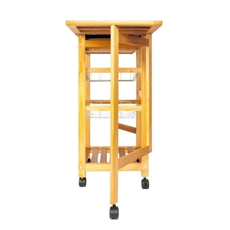 Portable Rolling Drop Leaf Kitchen Storage Trolley Cart