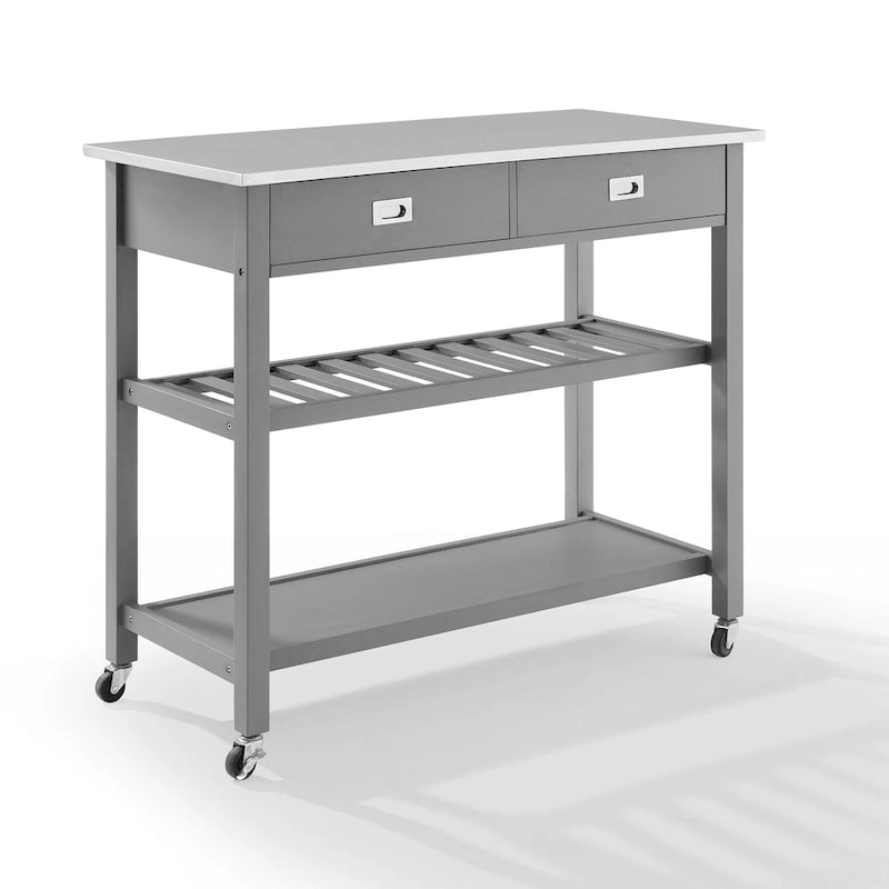 Chloe 42" Stainless Steel Top Kitchen Island with Storage - 42W x 20D x 37H