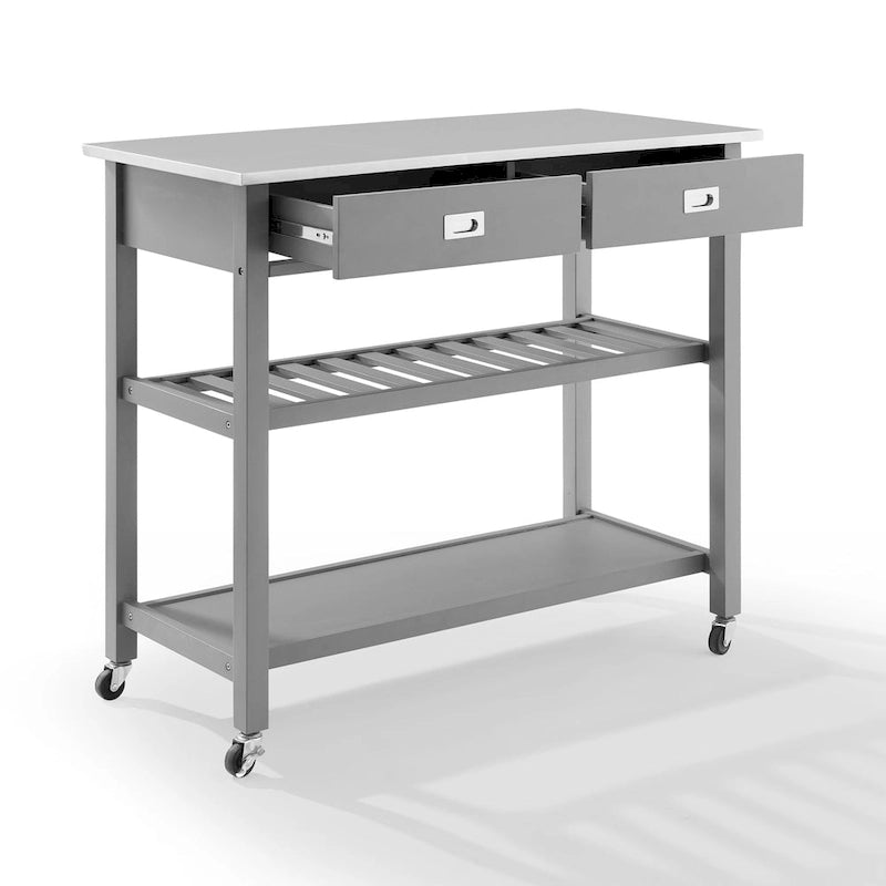 Chloe 42" Stainless Steel Top Kitchen Island with Storage - 42W x 20D x 37H