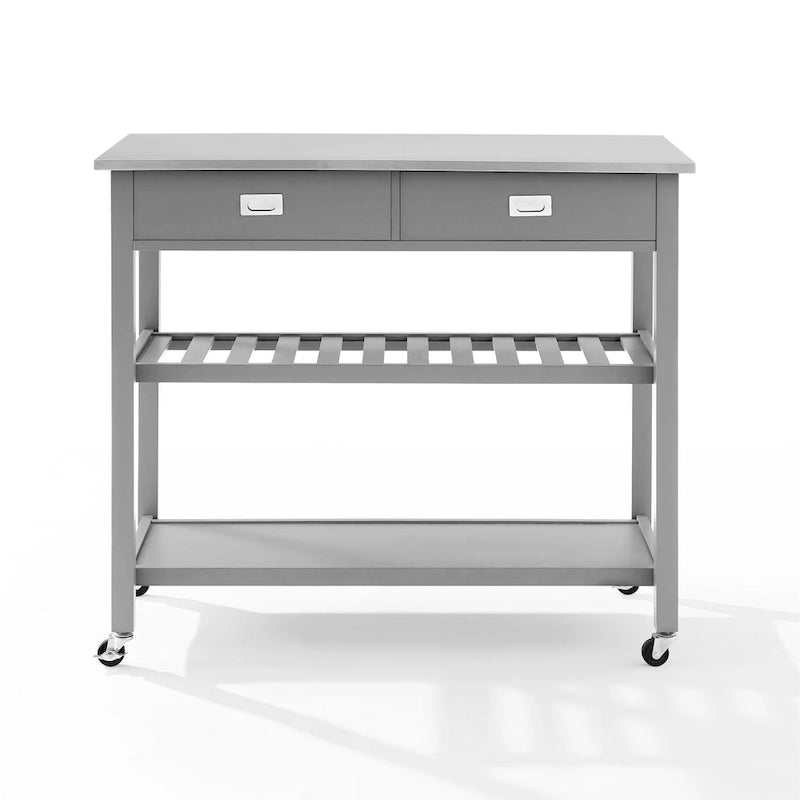 Chloe 42" Stainless Steel Top Kitchen Island with Storage - 42W x 20D x 37H