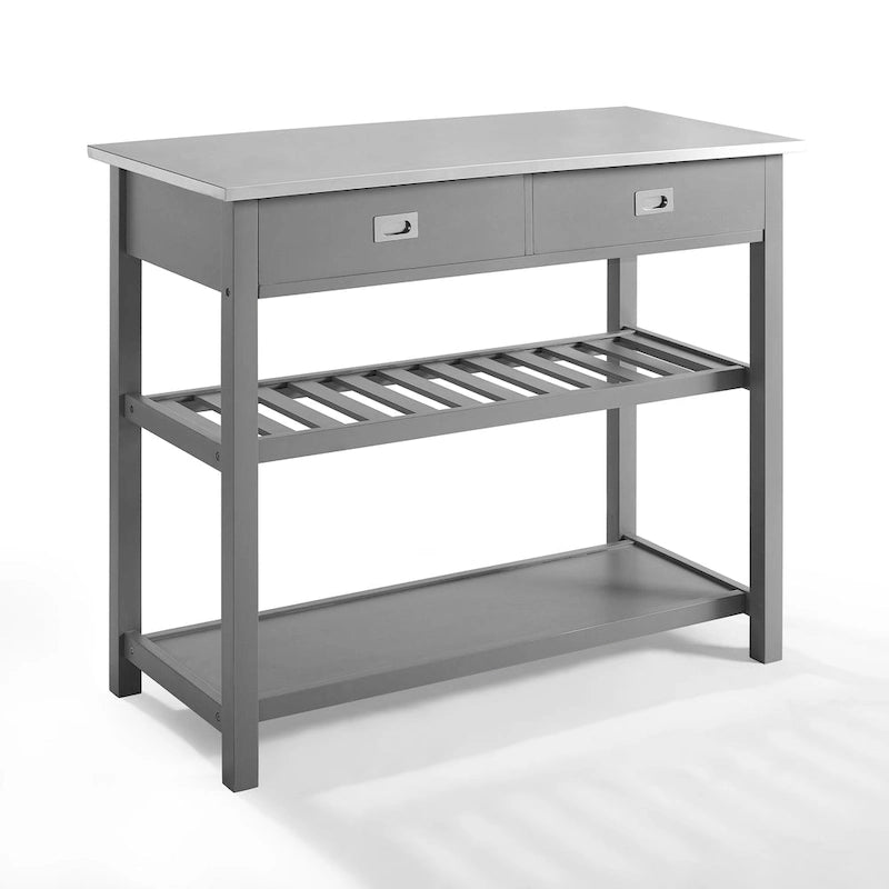 Chloe 42" Stainless Steel Top Kitchen Island with Storage - 42W x 20D x 37H