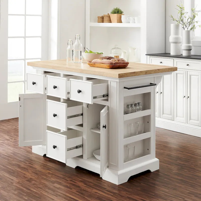 Julia 50" Wood Top Kitchen Island with Storage - 50W x 32D x 36H