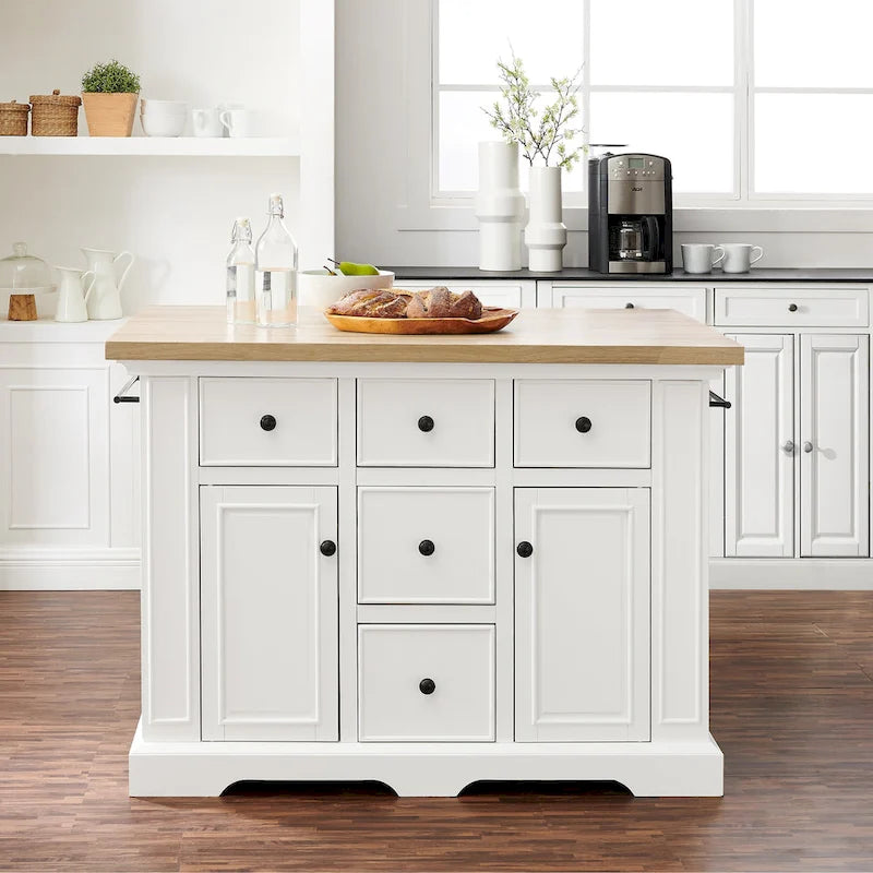 Julia 50" Wood Top Kitchen Island with Storage - 50W x 32D x 36H
