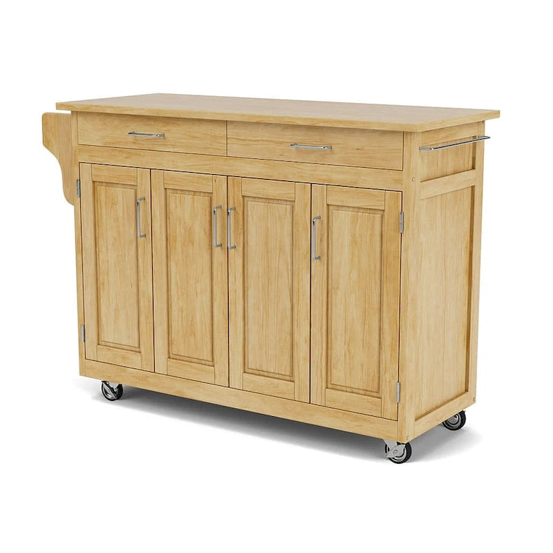 Brown Kitchen Cart with Storage Shelves and Classic Wood Design