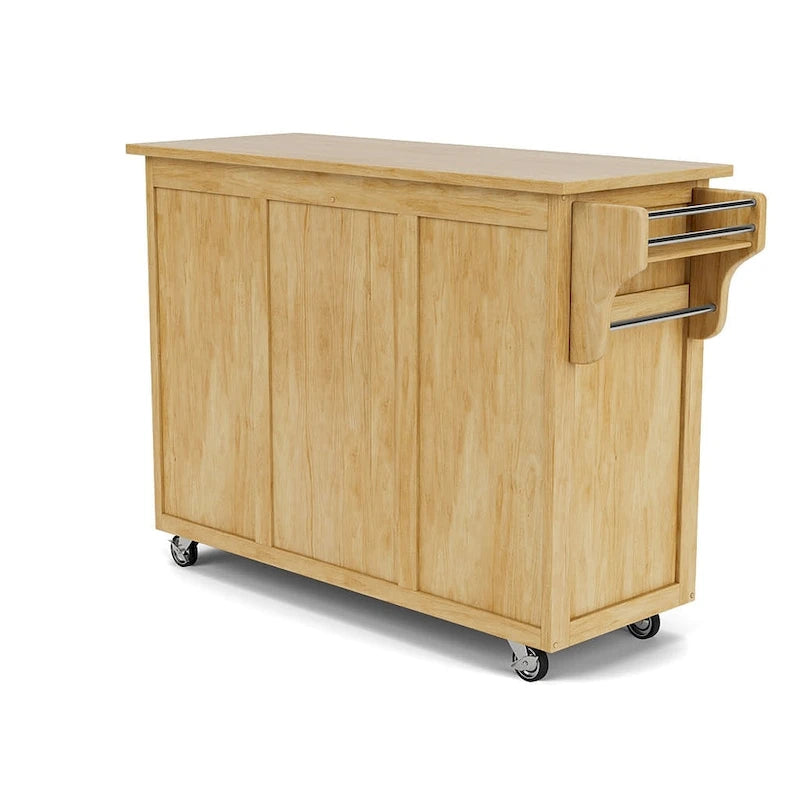 Brown Kitchen Cart with Storage Shelves and Classic Wood Design