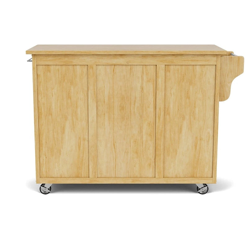 Brown Kitchen Cart with Storage Shelves and Classic Wood Design