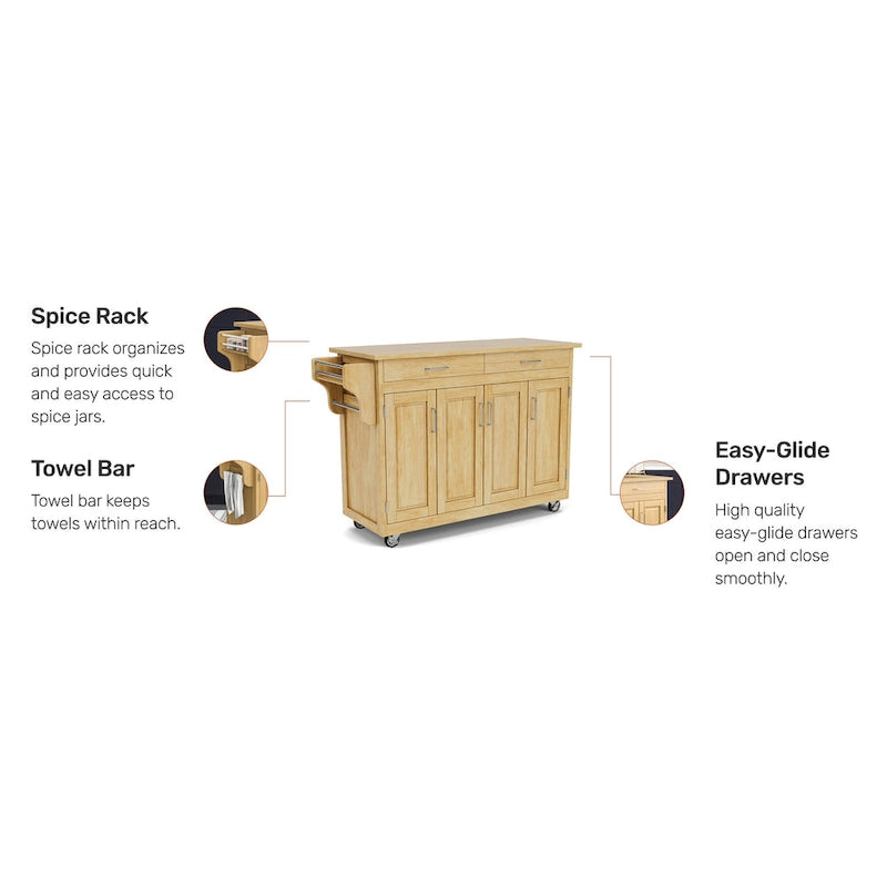 Brown Kitchen Cart with Storage Shelves and Classic Wood Design