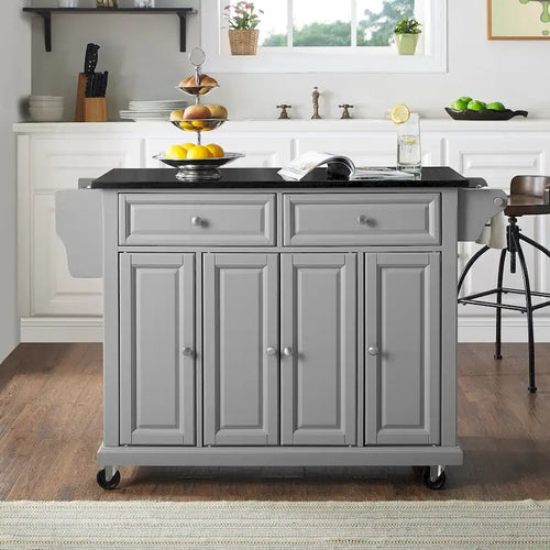 51.5" Full Size Kitchen Island with Solid Black Granite Top - 51.5W x 18D x 34H