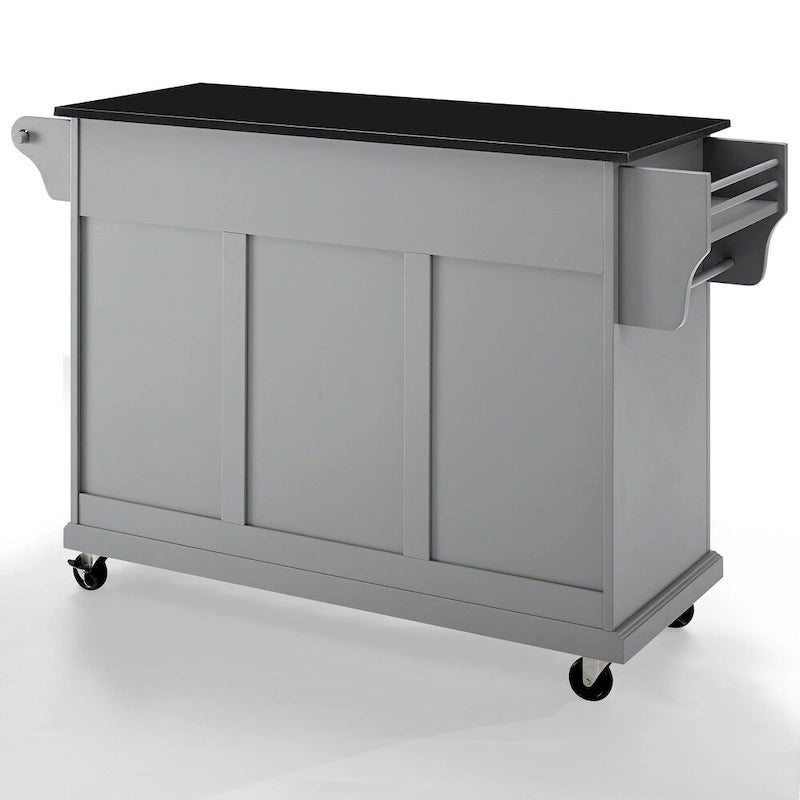 51.5" Full Size Kitchen Island with Solid Black Granite Top - 51.5W x 18D x 34H