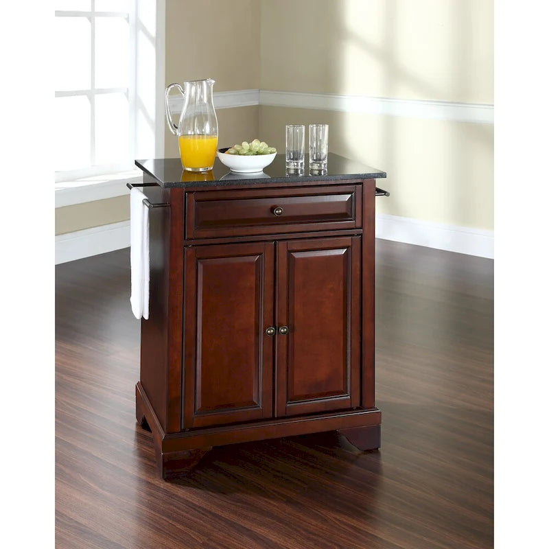 Lafayette 31" Portable Kitchen Island with Black Granite Top in Vintage Mahogany - 31W x 18D x 35H