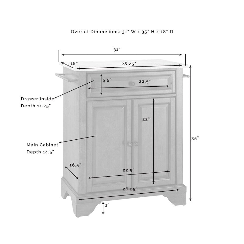 Lafayette 31" Portable Kitchen Island with Black Granite Top in Vintage Mahogany - 31W x 18D x 35H