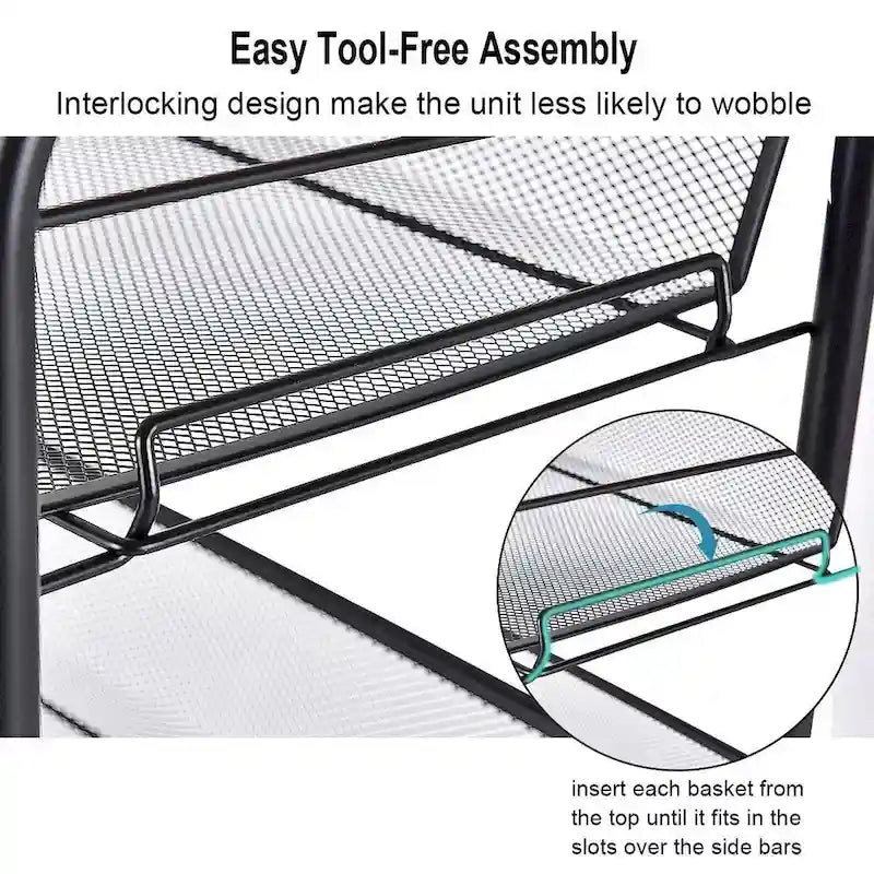 5 Tier Storage Rack Trolley Cart With Four 360 Degree Swivel Wheels - 17.5 x 10.5 x 41 (L x W x H)