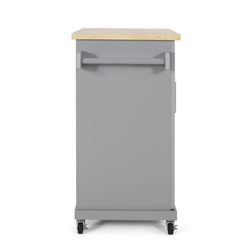 32" Contemporary Wood Kitchen Cart with Rolling Casters, Drawer & Cabinet Storage
